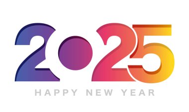 Yıl 2025 Yeni Yıl Sembol Logosu. Vektör Resimleri Beyaz Arkaplanda İzole Edildi. 