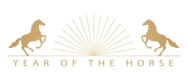 Yıl 2026, At Yılı, Yeni Yıl Kutlama Sembolü. Vektör Resimleri Beyaz Arkaplanda İzole Edildi. 