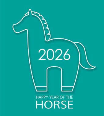 2026, At Yılı, Vektör Sembol İllüstrasyonu.