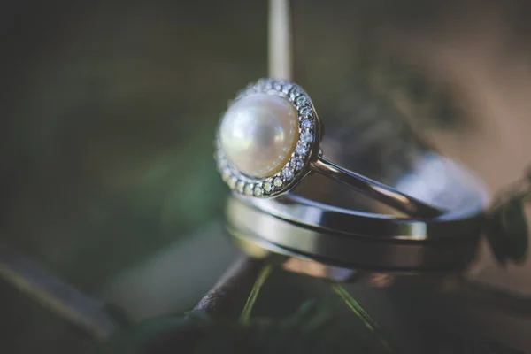 Tento Ohromující Detailní Obraz Snubních Prstenů Zachycuje Krásu Symboliku Milované — Stock fotografie