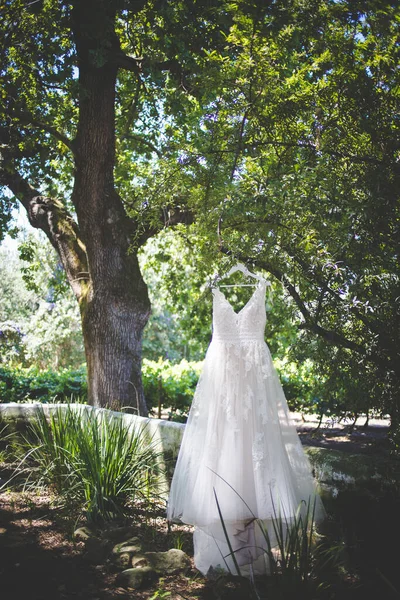Captivating Image Showcases Wedding Dress Intricate Details Photographed Creative Unique — Stock Photo, Image