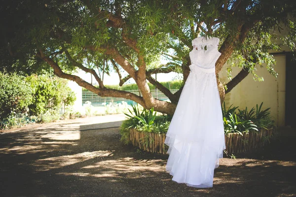 Captivating Image Showcases Wedding Dress Intricate Details Photographed Creative Unique — Stock Photo, Image