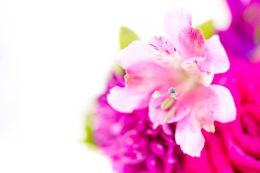 Bu büyüleyici görüntü, gerçek bir düğünün zarif dekorunu ve büyüleyici çiçek düzenlemelerini gözler önüne seriyor. Fotoğrafta zarif çiçekler, mumlar ve diğer dekoratif el ile süslenmiş büyüleyici bir düğün yerinde güzel dekore edilmiş bir masa yer alıyor.