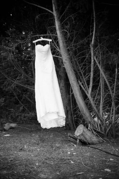 stock image This captivating image showcases a wedding dress with intricate details photographed in creative and unique ways. The photograph features a stunning white wedding dress with intricate lace detailing and delicate beading. The dress is photographed fro