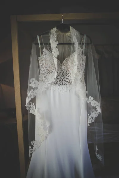 Cette Image Captivante Présente Une Robe Mariée Avec Des Détails — Photo