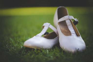 Bu büyüleyici görüntü, küpe, ayakkabı, jartiyer, mücevher ve parfüm gibi gelin aksesuarlarının yaratıcı ve sanatsal bir fotoğrafını sergiliyor. Fotoğraf çeşitli elementlerin güzel bir bileşimidir, karmaşık ayrıntıları vurgular. 