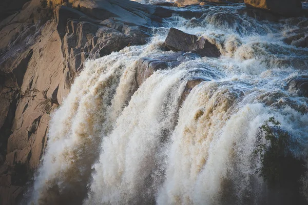 Ruime Hoek Uitzicht Augrabies Valt Volle Vloed Het Orangeriver Noordelijke — Stockfoto