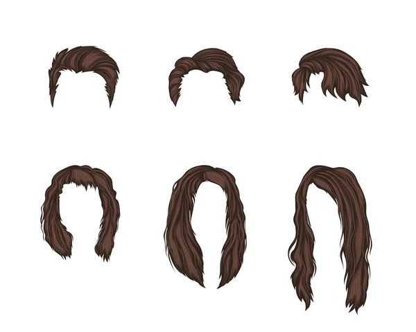 女性和男性假发模板集 短发和矢量造型的时尚发型 — 图库矢量图片
