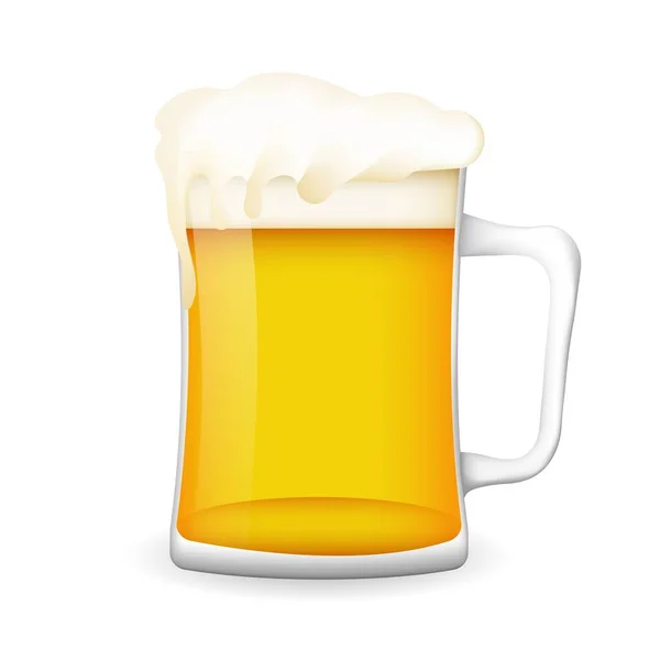 Кружка Желтым Пивом Пеной Шаблон Реалистичный Холодный Напиток Расслабления Дружеских — стоковый вектор