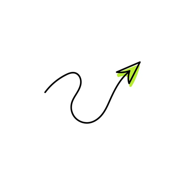 替换绿色箭头手绘图标 带有平面图矢量装饰轮廓设计的路标运动和极小距离符号 — 图库矢量图片