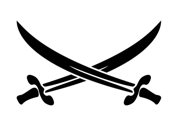 Skrzyżowane Czarne Miecze Heraldyczny Symbol Dwóch Średniowiecznych Ostrych Mieczy Stylu — Wektor stockowy
