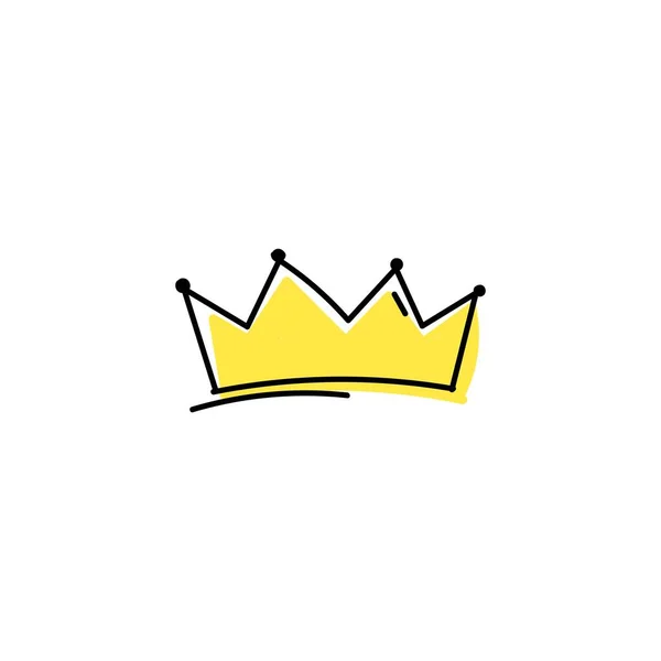 Cesarska Żółta Korona Ręcznie Rysowana Ikona Symbol Szkic Rodziny Królewskiej — Wektor stockowy