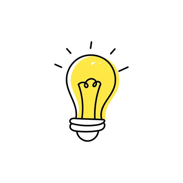 Éclairage Jaune Ampoule Dessinée Main Icône Éclairage Dispositif Électrique Symbole — Image vectorielle