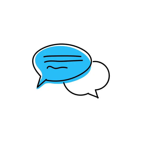 Sprachblaue Blasen Handgezeichnetes Symbol Social Media Kommunikationssymbol Mit Minimalistischen Doodles — Stockvektor
