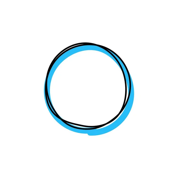 圆形蓝色画框手绘图标 圆形涂鸦素描 用于摄影和绘画 带有创造性的简约矢量装饰 — 图库矢量图片