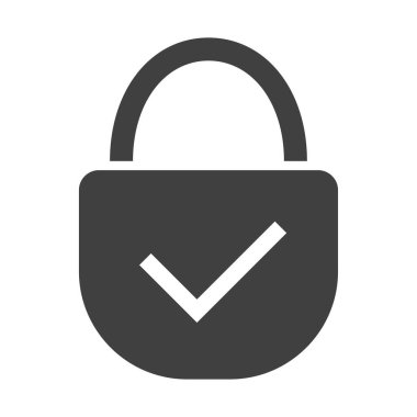 Üzerinde işaret olan siyah asma kilit. Şifreli ağ erişimi ve garantili güvenlik vektör doğrulaması ile güvenlik ve gizlilik koruması