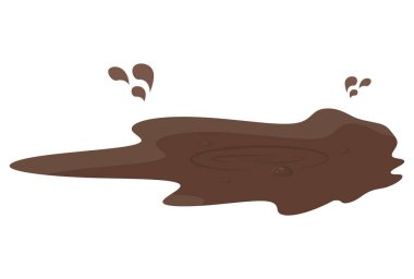 Puddle of dirty mud with bubbles. Brown liquid stain of swamp mud and dung as symbol of environmental waste vector pollution clipart