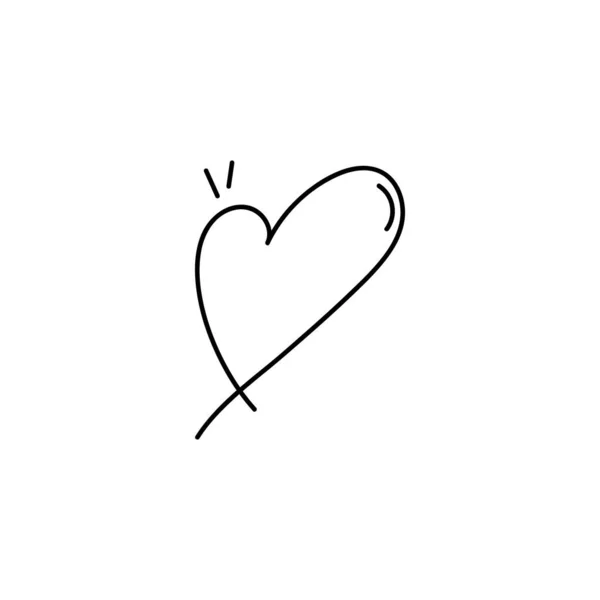 Kreslená Ikona Srdce Kreslení Romantický Náčrtek Symbol Vyhlášení Lásky Přátelství — Stockový vektor