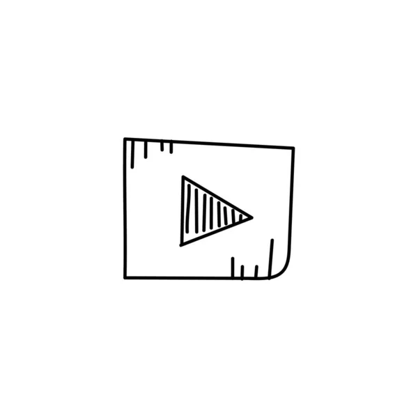 Ορθογώνιο Κουμπί Αναπαραγωγής Χέρι Rawn Εικονίδιο Sketch Doodle Interface Για — Διανυσματικό Αρχείο