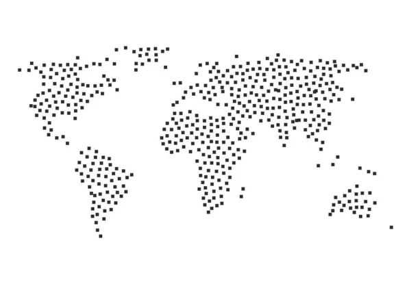 Carte Monde Avec Des Continents Faits Carrés Global Cubes Atlas — Image vectorielle