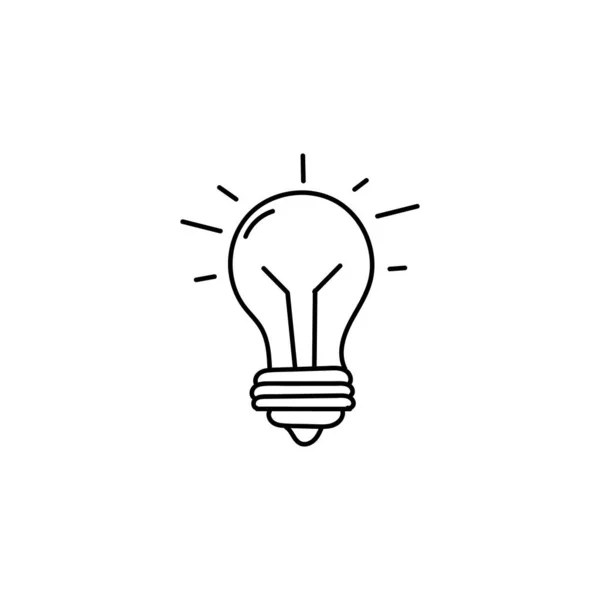 Lampadina Incandescente Icona Disegnata Mano Illuminazione Dispositivo Elettrico Innovazione Idea — Vettoriale Stock