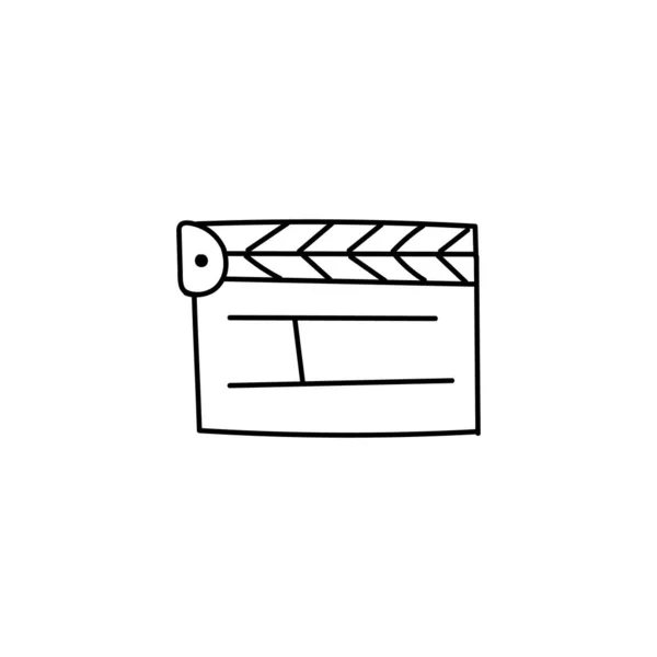 Clapperboard Számláló Kézzel Rajzolt Ikon Vektoros Filmek Operatőri Stúdiókészítési Folyamatához — Stock Vector