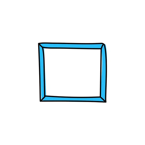 蓝色画框手绘图标 平方涂鸦草图 用于摄影和绘画 带有创造性的简约矢量装饰 — 图库矢量图片