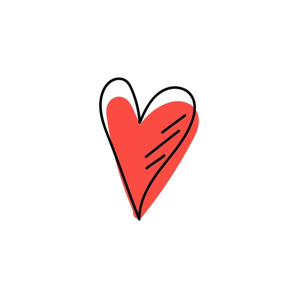 Červené Srdce Ručně Kreslené Ikony Romantický Náčrtek Symbolu Deklarace Lásky — Stockový vektor