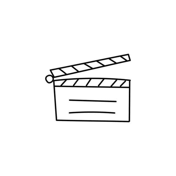 Hacer Clic Película Clapperboard Icono Dibujado Mano Dispositivo Boceto Para — Vector de stock