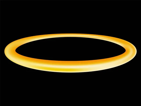 Cincin Emas Halo Malaikat Bulat Kuning Dan Simbol Suci Dengan - Stok Vektor