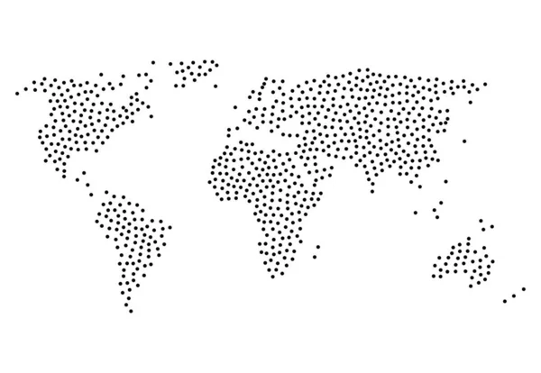Carte Monde Pointillée Avec Des Continents Atlas Mondial Noir Blanc — Image vectorielle