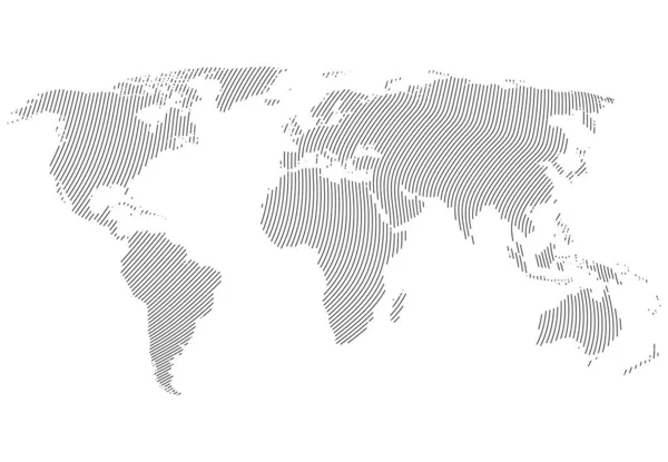 Carte Monde Avec Des Continents Rayures Atlas Global Abstrait Gris — Image vectorielle