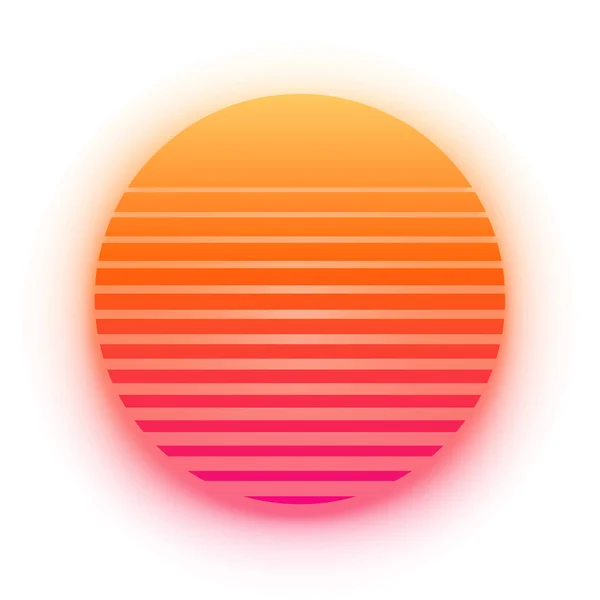 Purple Orange Synthwave Sun Futuristic Gradient Striped Disc 80S Vintage — Stock Vector