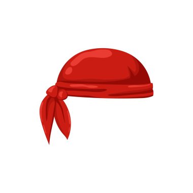 Kırmızı korsan bandana şablonu. Korsan gemisi kaptanı, taşıyıcı gemi baskınları ve soygunları için başlık.