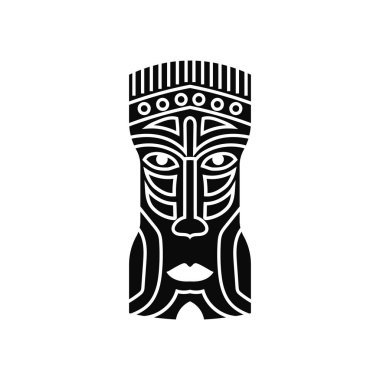 Törensel siyah antik aborjin maskesi. Kötü güçlerden ve tören danslarından korunmak için yapılan dini ayinler için Aborjinlerin başı Totem.