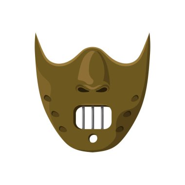 Kafes şablonlu yüz maskesi. Cadılar bayramı için korkutucu bir yüz. Bayram ve oyun hokeyi için ürkütücü bir tasarım.