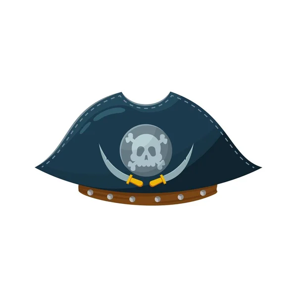 Topi Bajak Laut Biru Dengan Templat Tengkorak Kapal Buccaneer Headdress - Stok Vektor