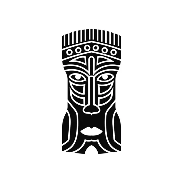 Topeng Penduduk Asli Hitam Kuno Totem Kepala Dewa Penduduk Asli - Stok Vektor