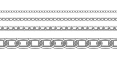 Stripes chains set. Line decoration connections with solid steel and silver for decorative interior with industrial vector tracery