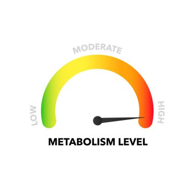 Metabolizmanın renk göstergesi. Gösterge paneli sağlığıyla pozitif ve negatif basınç gösteren düşük orta ve yüksek kadranlı ölçüm göstergesi