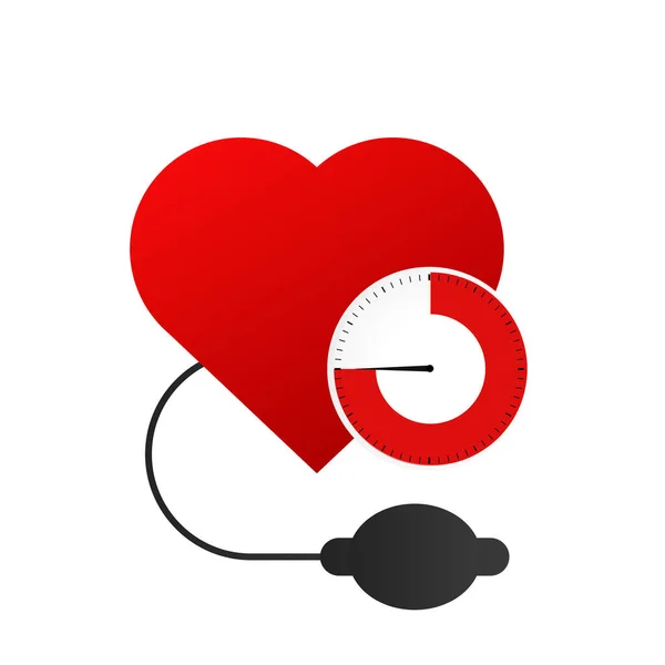 Jantung Dengan Sensor Pengukuran Tekanan Denyut Jantung Medis Memantau Kardiomonitoring - Stok Vektor