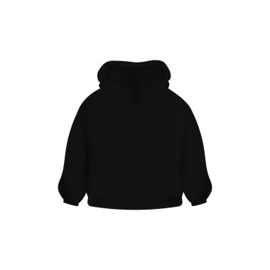 Siyah sweatshirt arka plan model şablonu. Kaliteli tasarım ve vektör pamuklu günlük giysi ve spor için moda unisex süveter