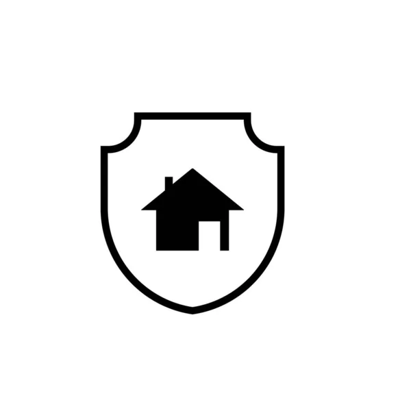 Escudo Preto Com Ícone Casa Proteção Inteligente Tutela Com Sistema — Vetor de Stock