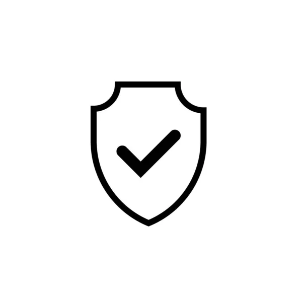 チェックマークアイコン付きブラックシールド ウェブセキュリティのシンボルとウイルスやハッキングに対する保護必須ユーザーチェックとベクトルファイアウォール — ストックベクタ