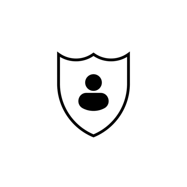 Siyah Kalkan Insan Figürü Ikonu Güvenlik Sisteminin Ödül Sembolü Kullanıcı — Stok Vektör