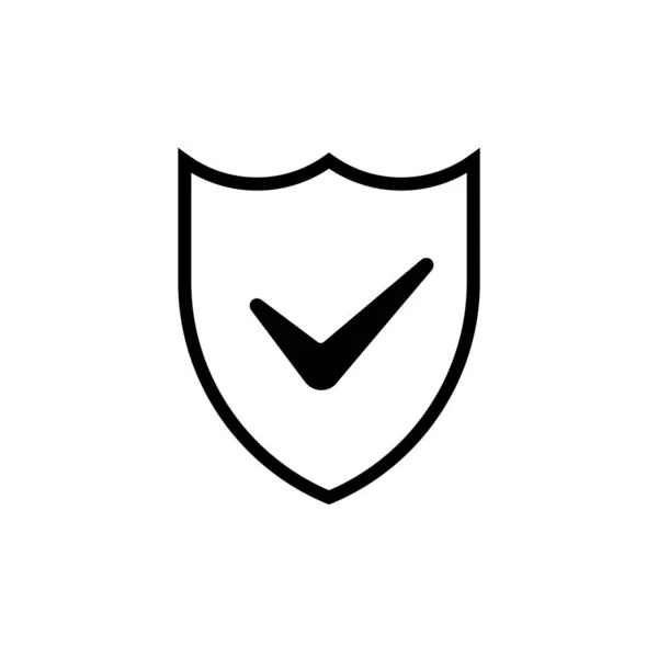 チェックマークアイコン付きブラックシールド Webセキュリティの兆候とウイルスやハッキングに対する保護必須ユーザーチェックとベクトルファイアウォール — ストックベクタ