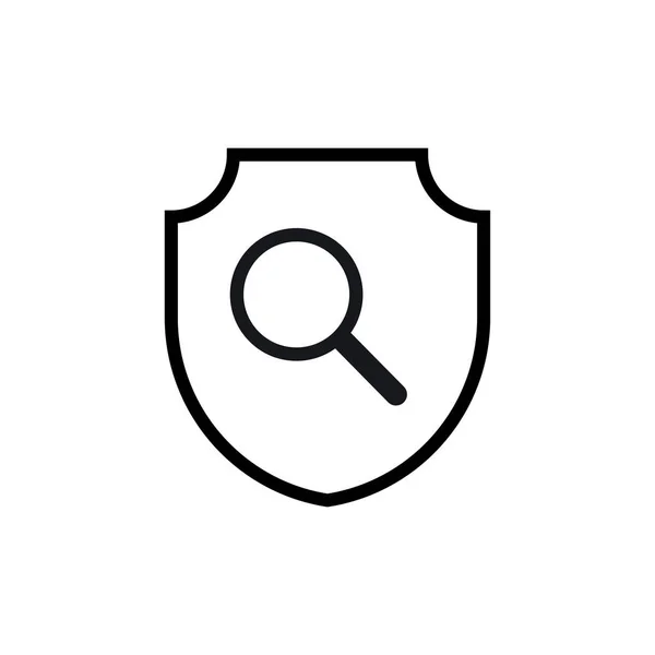 Чорний Щит Збільшувальною Скляною Іконою Захист Веб Пошуку Блокуванням Вірусних — стоковий вектор