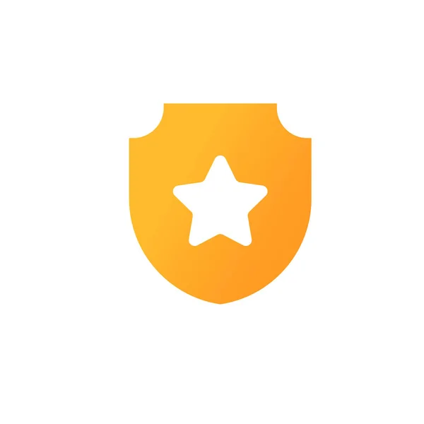 Escudo Amarillo Con Icono Estrella Protección Calificación Calidad Los Productos — Vector de stock