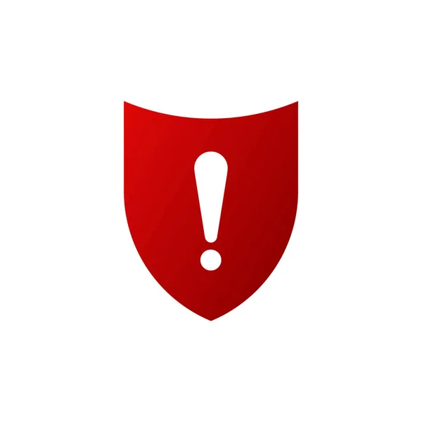 Escudo Rojo Con Signo Exclamación Peligro Virus Web Símbolo Advertencia — Vector de stock