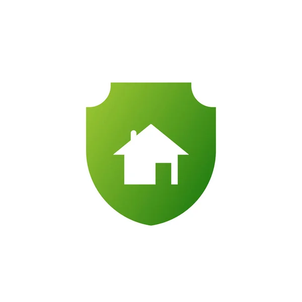 Grünes Schild Mit Haussymbol Intelligenter Schutz Mit Programmierbarem Einbruchschutz Und — Stockvektor